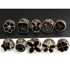 10개입 매너 브로치 여밈 단추 오픈 방지, 1개, B116. 블랙 10종