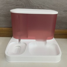 貓咪自動餵食器大容量飲水機一體貓食盆狗飯盆雙碗狗狗貓咪喝水碗, 1個, 粉色:獨立盒裝, 1L