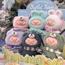 臺灣出貨 爆款LuLu豬美好時光係列盲盒搪膠2.0複古泰迪罐頭毛絨公仔掛件禮, 1個, 幸運賓尼【開盒確認款】,lulu豬美好時光系列