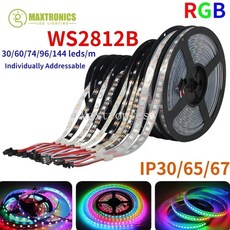픽셀 스마트 5050 RGB LED 스트립 라이트 개별 주소 지정 가능 WS2812B WS2811 WS2813 WS2815 WS2812 30 60 144LED/m 테이프 DC5V, WS2812B DC5V, 1M 30 IP30, Black pcb