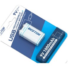 Beston 9V恆壓電池 USB充電 1000mah, 1個