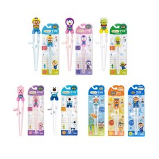젓가락 왼손용 오른손 연습 스텐 연습용젓가락 용 세트 수저세트 오른손용 교육 수저 케이스, 뽀로로(왼손)