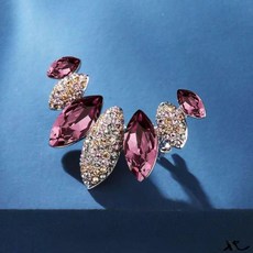 복복복 고급스러운 여성 큐빅 브로치, 1개, 자홍색