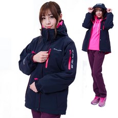 戶外趣 女秋冬國際專業級極地禦寒高防水兩件式防風外套(DJL001 黑玫)