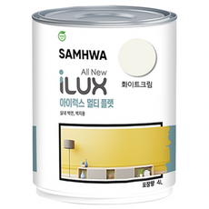 삼화페인트 아이럭스 멀티 무광 플랫 친환경 벽지용 수성, 화이트크림, 4L, 1개