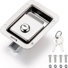 트럭 공구 상자 잠금 교체 키트 304 스테인리스 스틸 패들 래치 침대 공구함 손잡이 트레일러 도어 RV 캠핑카 보관함 키 포함 4.7인치 L x 3.62인치 W, Silver 2PC(4.7"L x