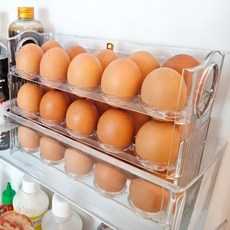 루나온 틈새혁명 자동폴딩 계란트레이 3단 30구 조립 완제품 냉장고 문짝 전용 수납, 1개, 퓨어 클리어