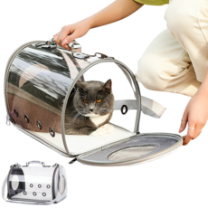 EVIO 투명하다 고양이이동가방 강아지슬링백, 1개, 은색