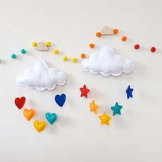 아이방꾸미기 무지개구름모빌 여자 소품, 구름&별