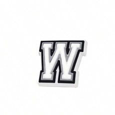 1pc 블랙 화이트 알파벳 구두 매력 악어 팔찌 슬리퍼 휴일 파티를위한 DIY 액세서리 선물에 대한 PVC, 02 P-1 pc