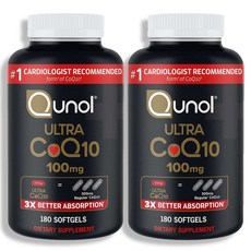 Qunol 퀴놀 울트라 코큐텐 100mg 180정 x2통 비타민 E 함유, 2개
