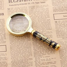 전통문양 황금 손잡이 확대경 소형 돋보기