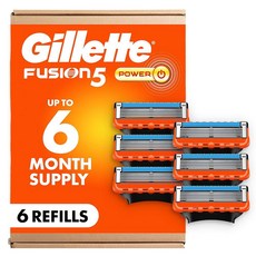 Gillette 남성용 퓨전5 파워 면도날 리필 8개, 6 Count (Pack of 1)