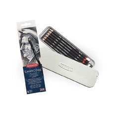 時代中西畫材 英國 Derwent 德爾文 木桿炭筆6入鐵盒裝，素描繪畫專用，舒適握感，易於塗抹, 1個