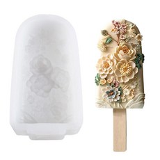 실리콘 팝시클 메이커 꽃 모양 아이스 캔디 몰드 아이스크림 텍스처 디저트 용품 디저트용 185122, 실리콘 팝시클 메이커, 꽃 모양 아이스 캔디 몰드, 아