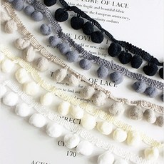 패브릭샵 폼폼레이스 모노톤솜방울 5컬러, 차콜, 1개