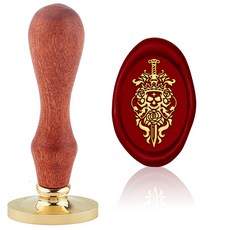 1개 프리미엄 실링왁스 인장 세트 왁스씰 도장 스탬프 헤드 +손잡이 - 해골과 검 패턴 9x3x2.2cm, 혼합색