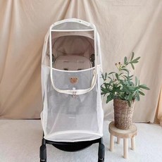 韓國風小熊嬰兒車蚊帳 寶寶防蚊罩 兒童遮陽紗罩 手推車防蚊蟲, 米黃色, 1個