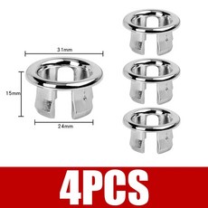 4PCS 플라스틱 욕실 주방 싱크 오버플로 커버 링 삽입 교체 크롬 구멍 라운드 드레인 캡 액세서리, 4PCS H w Ring