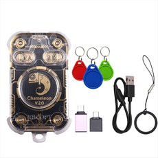 카멜레온 V2.0 RFID 스마트 칩 리더 에뮬레이터 NFC 복사기 125K 13.56Mhz 카드 디코드 카멜레온 울트라 + 3XUID 키체인, 투명한 껍질