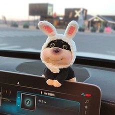 汽車中控臺屏幕擺件 2025新款蜜蜂狗 車內裝飾 車載毛絨玩偶公仔禮物 可愛造型 毛絨材質, 蜜蜂狗2號