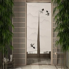 일본 도어 커튼 리넨 라인 질감 인쇄 파티션 주방 레스토랑 출입구 장식 거실 침실 하프 커튼