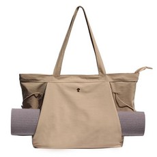ESVAN 여성용 요가 토트백 숄더백 드로스트링 사무실 운동 여행 캐리올 필라테스 체육관 및 해변용 (나일론 로즈 골드), 카키