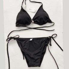 MISS·更衣室 比基尼 歐美三角泳裝女 兩件套 韓系泳裝, 69007黑色,均號40-60公斤