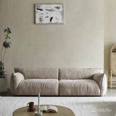 日式侘寂風純亞麻布藝沙發，北歐復古三人/四人位直排羽絨懶人沙發，網紅民宿首選, 天然亞麻,單人位1.2米, 1個