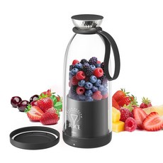 Buzveuya 휴대용 블렌더 6개의 블레이드가 있는 개인용 스무디 메이커 충전식 미니 쥬서 컵 502.8ml17온스 야외 캠핑 사무실 주방용 여행용 뚜껑 포함 핑크 23782, Black