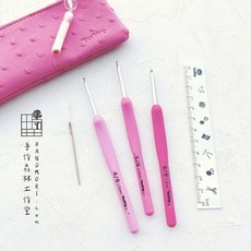 手作森林 日本製 Tulip 【玫瑰粉鉤針組】 廣島針 3入組 4/0-6/0 附收納包 Etimo Rose TER-15, 1套, TER-15 玫瑰粉鉤針組