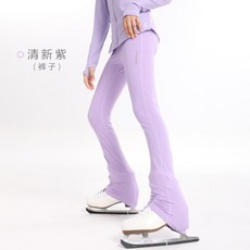 피겨연습복 여아 타이즈 기모 방수 여자 스케이트 훈련복 어린이 벨벳 검은, 1개, B_퍼플 바지 150cm