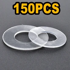 검정색/투명 PVC 하드 와셔 뻣뻣한 플라스틱 원형 평면 고온 저항 충격 방지 또는 누출 절연 가스켓, 13 M2.5x5mmx0.5mm, 01 Transparent (150PCS)