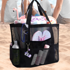 통품스토어 분할포켓 심플 방수 수영장 가방 메쉬 목욕 가방 메쉬수영가방, 블랙메쉬