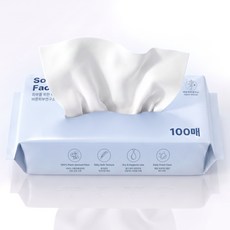 바른피부연구소 부드러운 저자극 일회용 페이스타올, 1개, 100개입