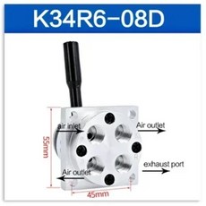 공압 수동 수동 로터리 밸브 K34R6-8D K34R6-8L 수동 밸브 실린더 제어 밸브 3 위치 4 방향, 02 K34R6-08D_02 4mm joint, 1개