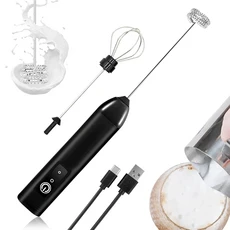 1Pc 전기 우유 거품기 커피 믹서 500mAh USB 휴대용 계란 혼합 블렌더, 03 Black Dual-Beater