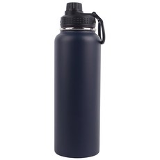 투데이리빙 보온 보냉 스텐 핸들 텀블러 대용량 물병 밀폐형 회전식 스파우트 캡뚜껑 물통 듀얼 드링크 물병 핸드 커버 홀더 손잡이 보틀, 1개, 1200ml, 네이비