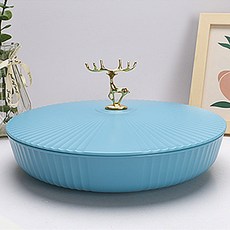 小麥秸稈分格乾果盤 堅果零食收納盒, 淺藍色, 1個