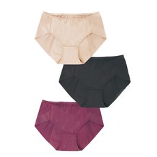 Hanmi 女款簡約內褲 3入組, 米色+酒色+黑色