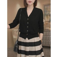 여성 니트 긴팔 블랙 여친가디건 F/W 브이넥 가디건 여자