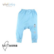 Vivibaby 彈性純棉初生褲 台灣製造 新生兒長褲 淺藍色