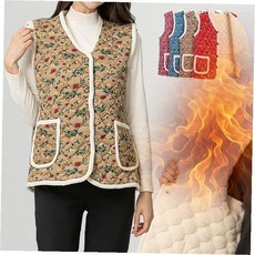 여성 누빔조끼 꽃무늬 양털 기모 할머니 엄마 겨울 보온 융털 뽀글이 김장 촌캉스 민소매