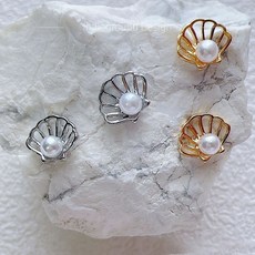 조개진주 2개입 네일파츠 11x8mm 젤네일아트재료, 조개진주 네일파츠/ 2개입, 실버 (1226)