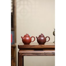 宜興紫砂壺 西瓜棱柿圓壺, 朱泥,180CC, 1個