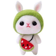 투데이리빙 DIY 양모 펠트 세트 귀여운 토끼 강아지 미니 인형 만들기 초보자 힐링 취미 공예 감성 캐릭터 미니어처 소품, 수박토끼, 1세트