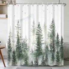 Xiazhilaio 180.3cm x 188cm(71 74인치) 아르누보 플로럴 샤워 커튼 후크 포함 - 빈티지 보태니컬 프린트 방수 패브릭 목욕 커튼 코티지코어 농가 자연