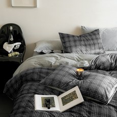 加絨四件套冬季加厚寶寶絨數碼印花保暖被套床笠保暖床上用品, 淺灰與白-絨,1.8m床單款-四件套-(被套200*2