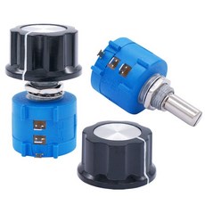 Taiss 2pcs 3590S 회전 전위차계 1k옴 10턴 전선 감김 정밀도 정밀 멀티 턴 권선 키트+ A03 노브3590S-2-102L, 104L 100K ohm