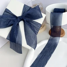 실버 스파클링 원사 리본 쉬폰 웨딩 주름 메쉬 액세서리 밝은 실크 주름 선물 상자 꽃 번들 포장, 01 5 Meters, 17 15